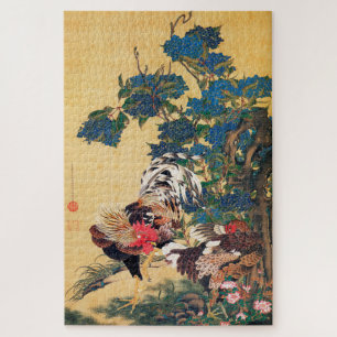 Rooster und Hen mit Hydrangeas von Ito Jakuchu
