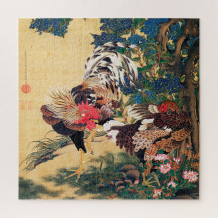Rooster und Hen mit Hydrangeas von Ito Jakuchu
