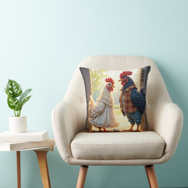 Rooster und Hen Spaß Kissen (Stuhl )