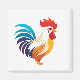 Rooster Vector Art Animal Modern Urban Graphic Magnet