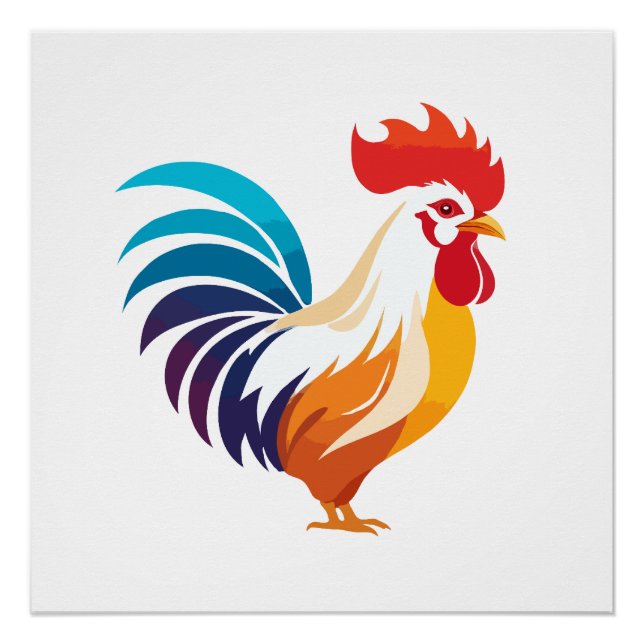Rooster Vector Art Animal Modern Urban Graphic Poster (Vorderseite)