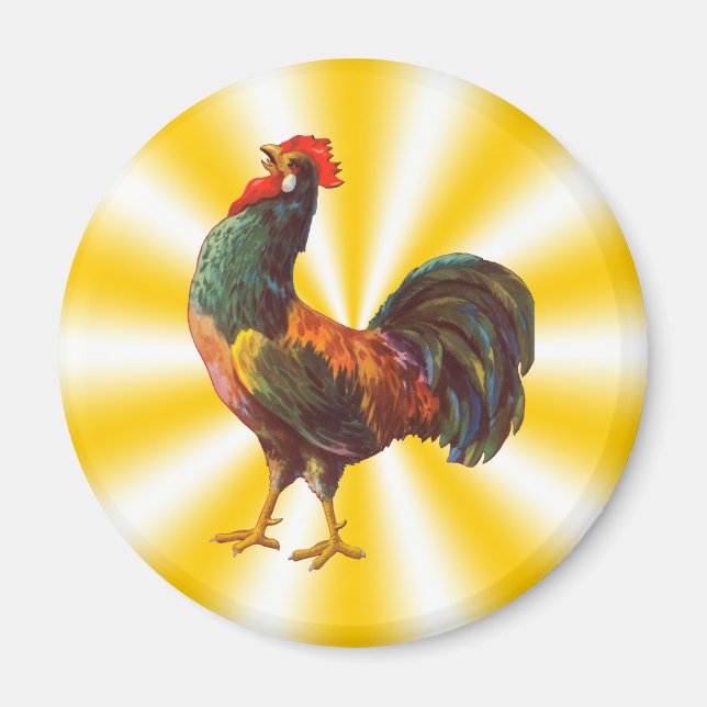 Rooster Vintag Kitchrate Art Kühlschrankmagnet (Vorne)