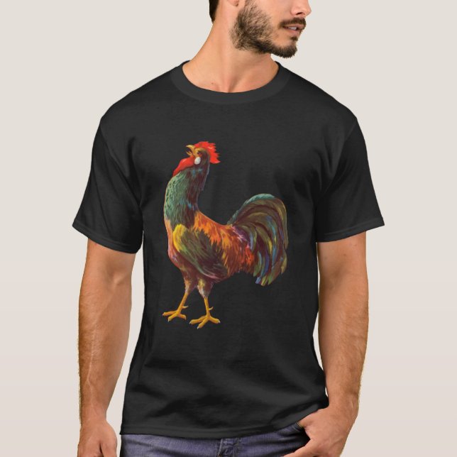 Rooster Vintag Kitekatze Kunst T-Shirt (Vorderseite)