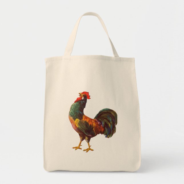 Rooster Vintag Kitekatze Kunst Tragetasche (Vorne)