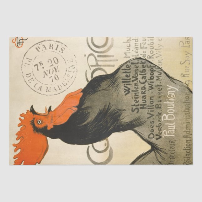 Rooster Vintag Opernplakatdekoupage Seidenpapier (Vorderseite)