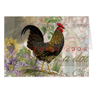 Rooster vintage Français Collage Ferme Animaux dom