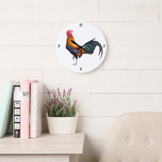 Rooster Vintage multicolore grande horloge (Créateur téléchargé)