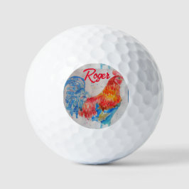 Rooster Wasserfarben Malerei Art Huhn Golfball