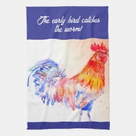Rooster Watercolor Chicken Bird Cockerel Farm Geschirrtuch