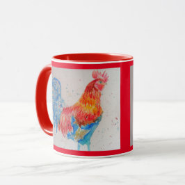 Rooster Watercolor Tasse