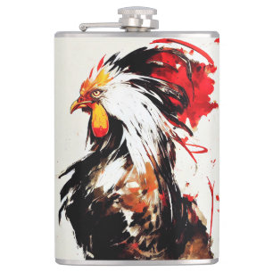 Rooster Wild Nature Free Spirit Art Pinselstrich Flachmann