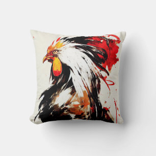 Rooster Wild Nature Free Spirit Art Pinselstrich Kissen