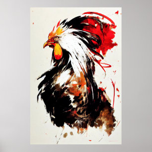 Rooster Wild Nature Free Spirit Art Pinselstrich Poster