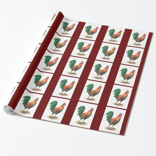 Rooster Wrapping Paper Geschenkpapier (Ungerollt)