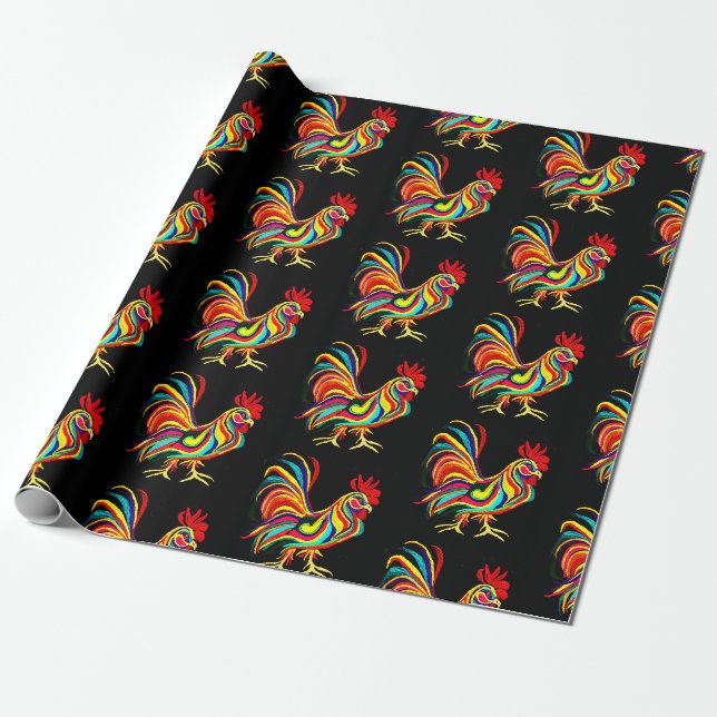 Rooster Wrapping Paper Geschenkpapier (Ungerollt)