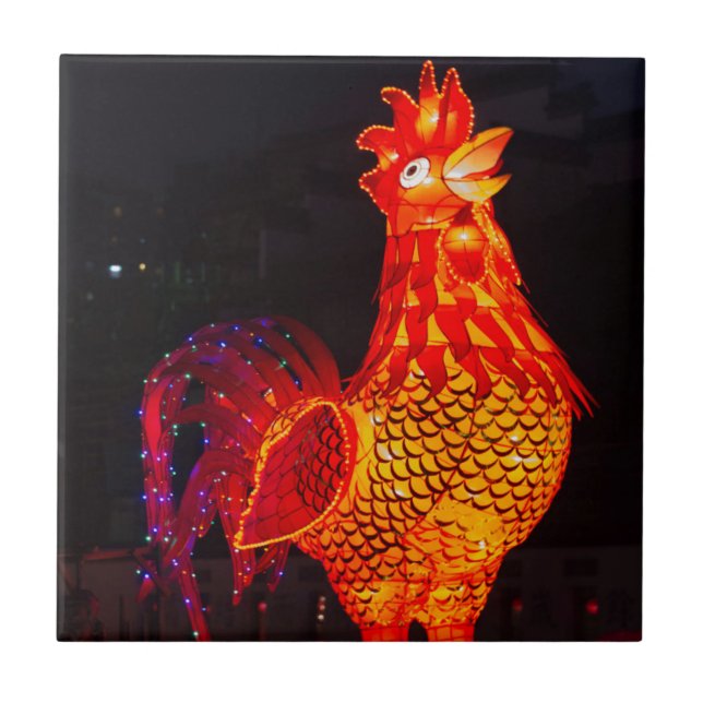 Rooster Zodiac Symbol Lantern Fliese (Vorderseite)