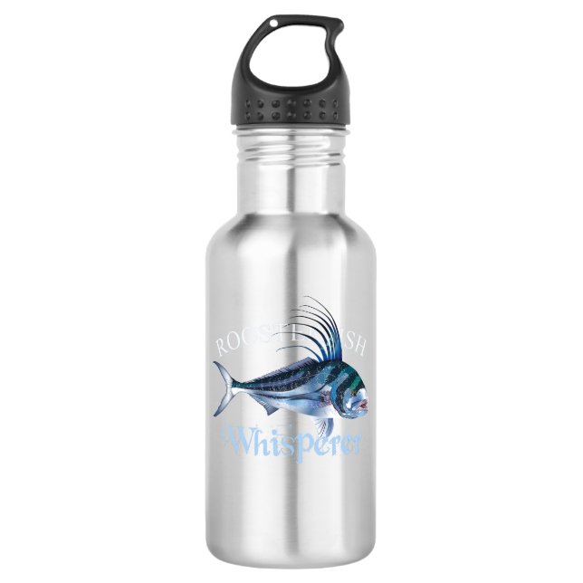 Roosterfish Whisperer Dark Colored Edelstahlflasche (Vorderseite)
