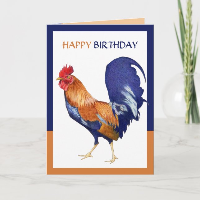 Roostergrenze Glückliche Geburtstagskarte Karte (Vorderseite)