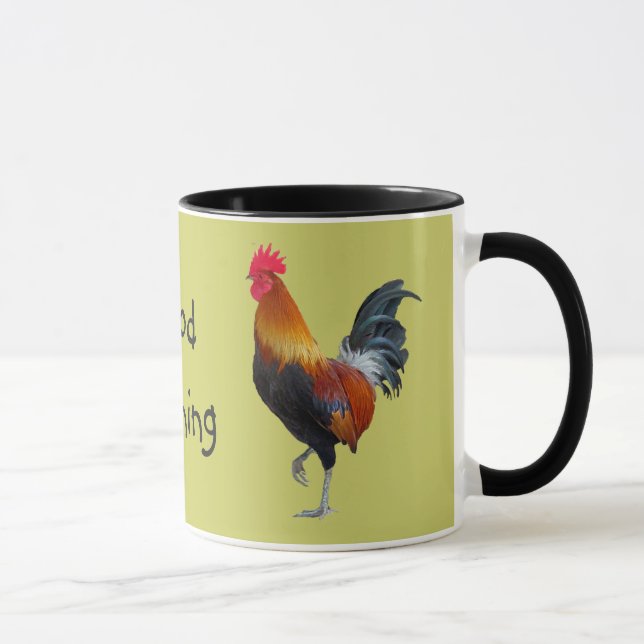 Roosters colorés "Good Morning" Café Mug (Droite)