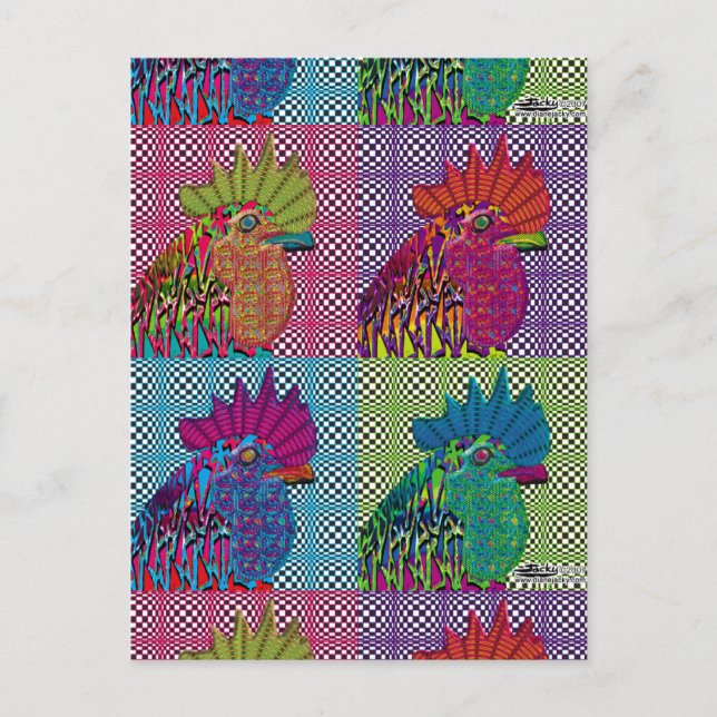 Roosters Gone Psycho Postkarte (Vorderseite)