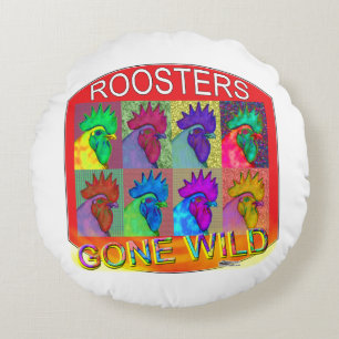 Rooster's Gone Wild 3 Rundes Kissen