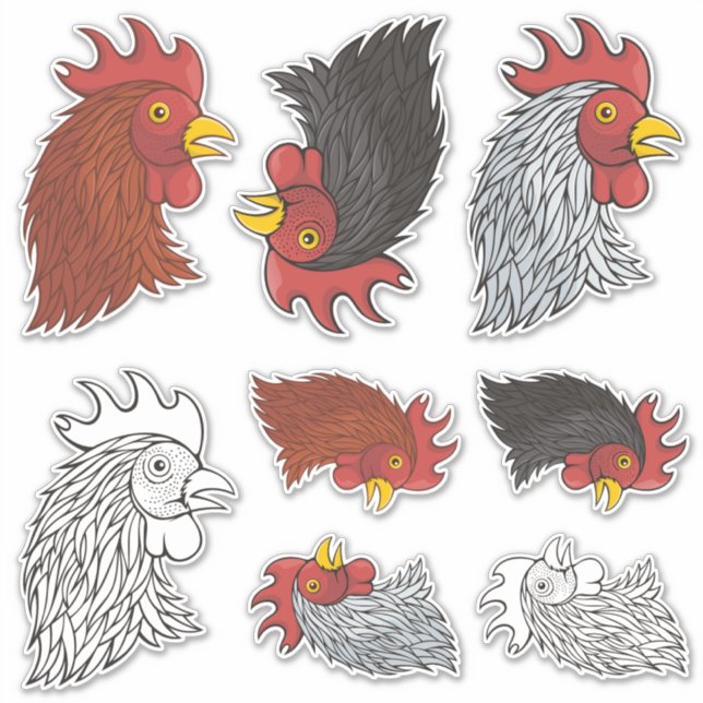 Rooster's Head Icon Sticker Set (Vorderseite)