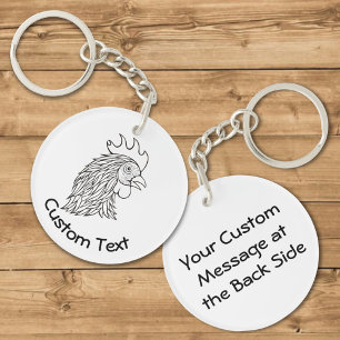 Rooster's Head Line Art Schlüsselanhänger