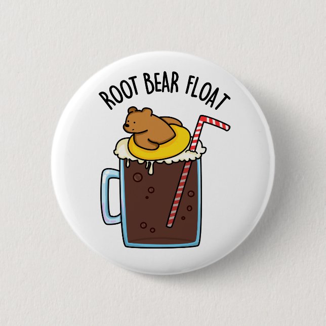 Root Bear Float Funny Root Beer Pub Button (Vorderseite)