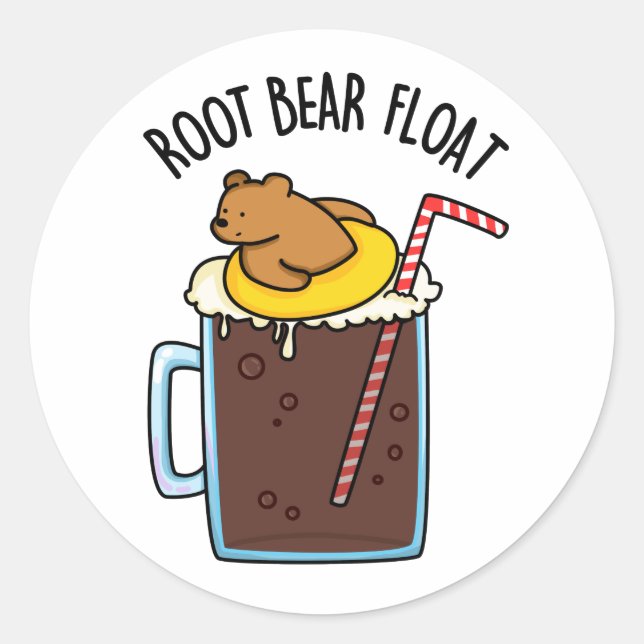 Root Bear Float Funny Root Beer Pub Runder Aufkleber (Vorderseite)