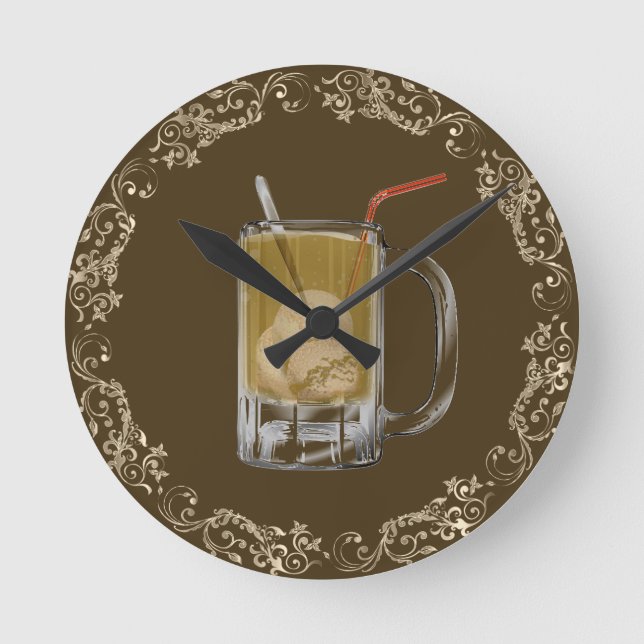 Root beer float clock runde wanduhr (Vorderseite)