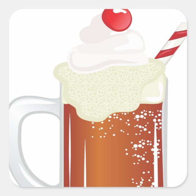 Root Beer Float Quadratischer Aufkleber (Vorderseite)