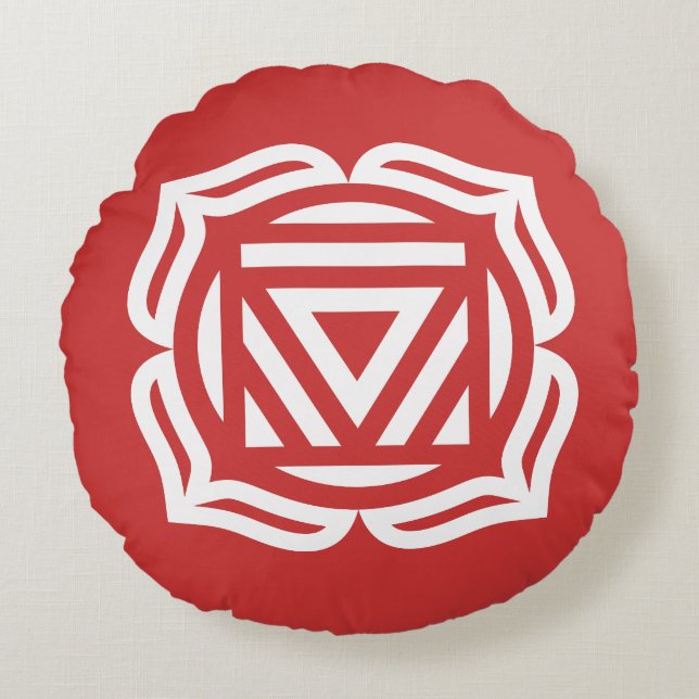 Root Chakra Energy Round Pillow Rundes Kissen (Vorderseite)