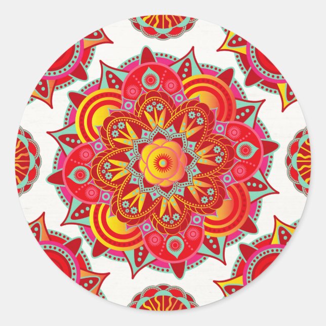 Root Chakra Mandala Runder Aufkleber (Vorderseite)