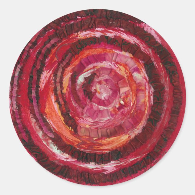 Root Chakra Red Paint-Fabric #2 Runder Aufkleber (Vorderseite)