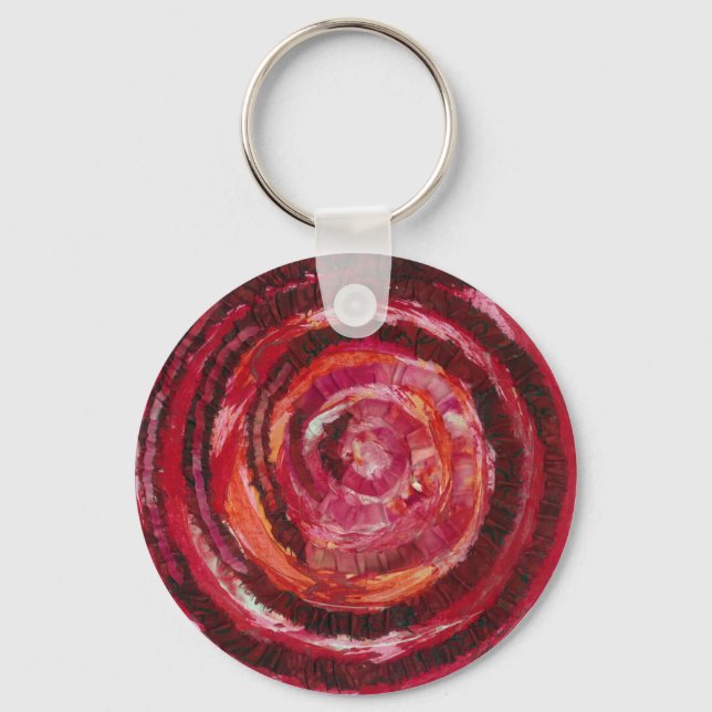 Root Chakra Red Spiral Artwork #2 Schlüsselanhänger (Vorderseite)