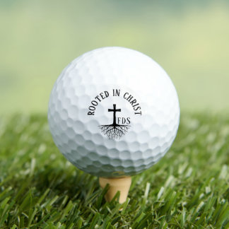Root in Christ Cross Monogramm Christlich Schwarz Golfball