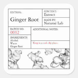 Root-Label für schwarze und weiße Apotheke Quadratischer Aufkleber
