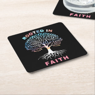 Rooted in Faith Tree Paper Untersetzer