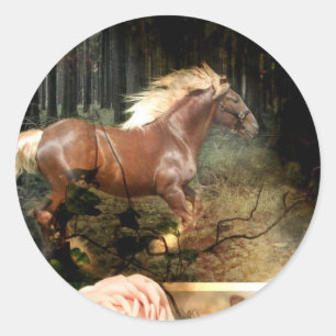 Rooted in Gottes Liebe (Horse Stickers) Runder Aufkleber