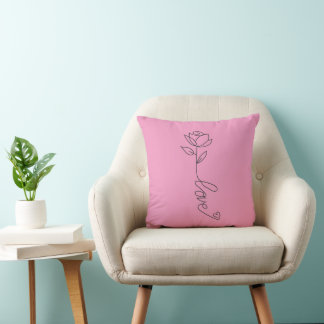 "Rooted in Love" Minimalist Rose Line Throw Pillow Kissen
