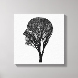 Rooted Mind – Human Profile Tree Silhouette Art Leinwanddruck