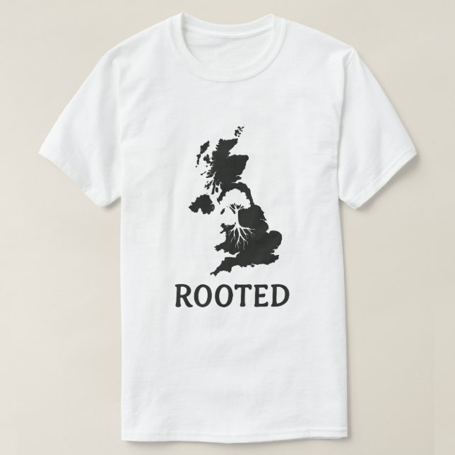 Rooted UK Map Tree Graphic T - Shirt (Design vorne)