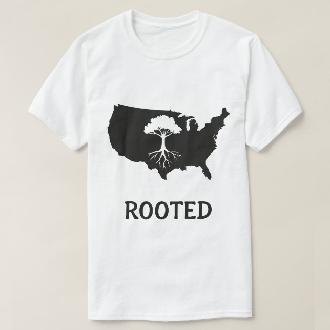 Rooted USA Tree Graphic T - Shirt (Design vorne)