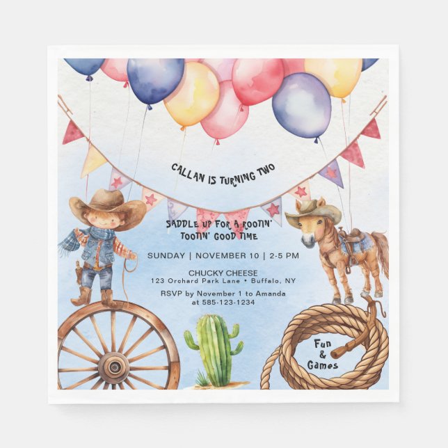 Rootin' Tootin' Good Time Birthday Serviette (Vorderseite)