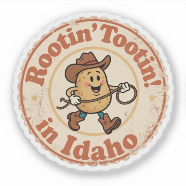 Rootin’ Tootin’ Idaho_ Potato Cowboy Artwork Aufkleber (Vorderseite)