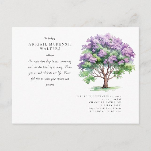 Roots Rosa Bäume Feier des Lebens Postkarte (Vorderseite)