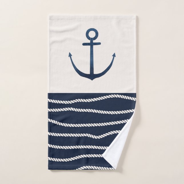 Rope and Anchor Pattern Badhandtuch Set (Handtuch)