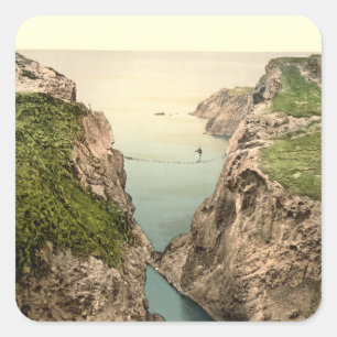 Rope Bridge, Carrick-a-Rede, Landkreis Antrim Quadratischer Aufkleber