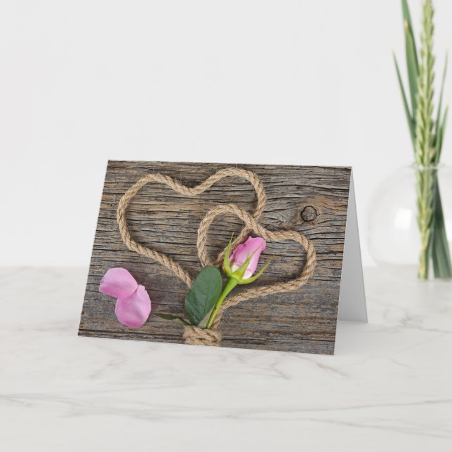 Rope Heart and Rose Anniversar Karte (Vorderseite)