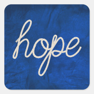 Rope HOPE Text auf blauem Leder Quadratischer Aufkleber